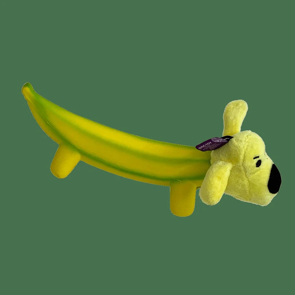 Durable Banana Shaped Plush Pet Soft Chewable Cuddle Toy