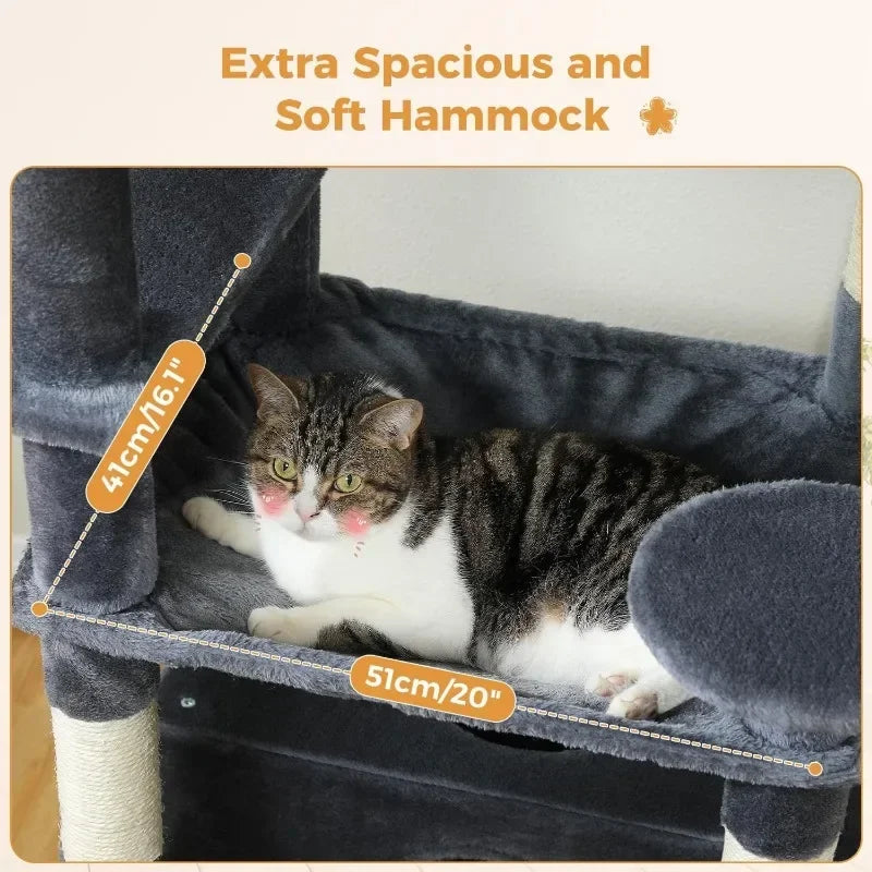 Large Cat Tree Tower Condo with Sisal-Covered Scratching Posts and Pads,