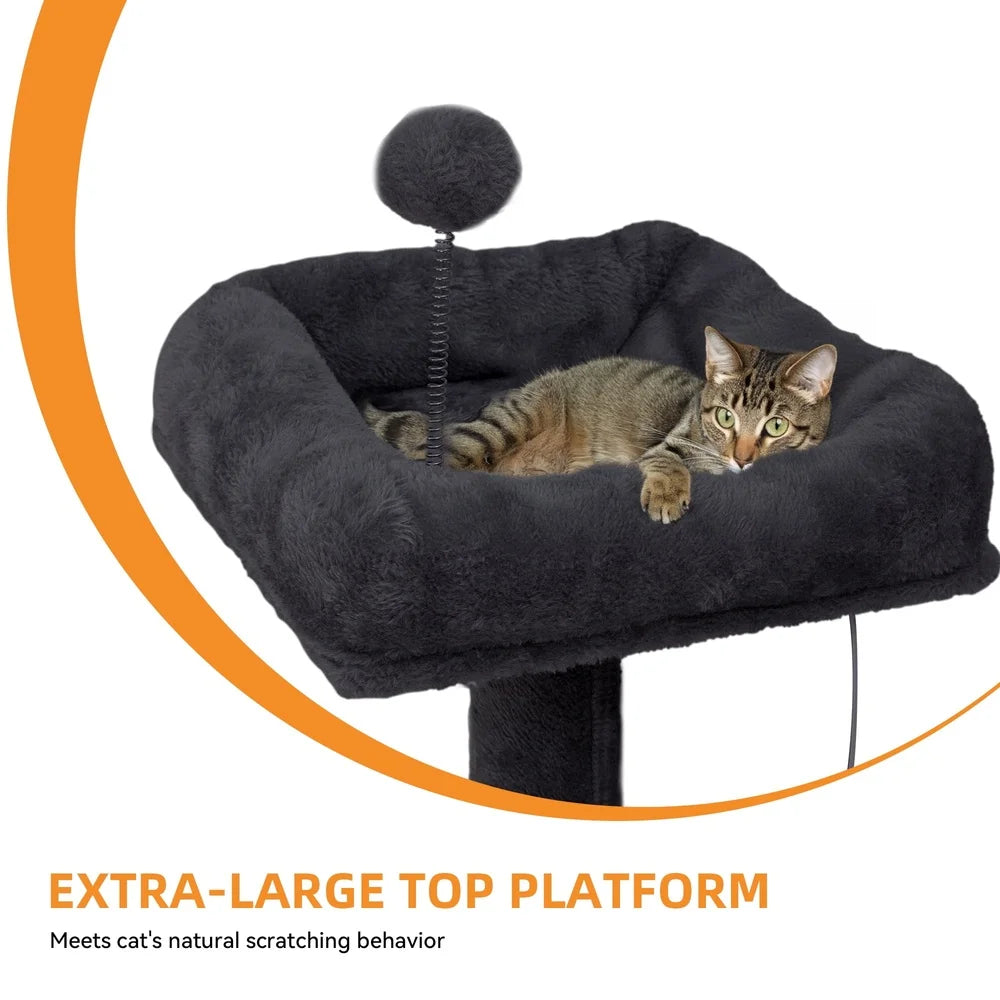 75 Inch Multi-Level Cat Tree House with Scratching Posts Plush Hammock Assembly