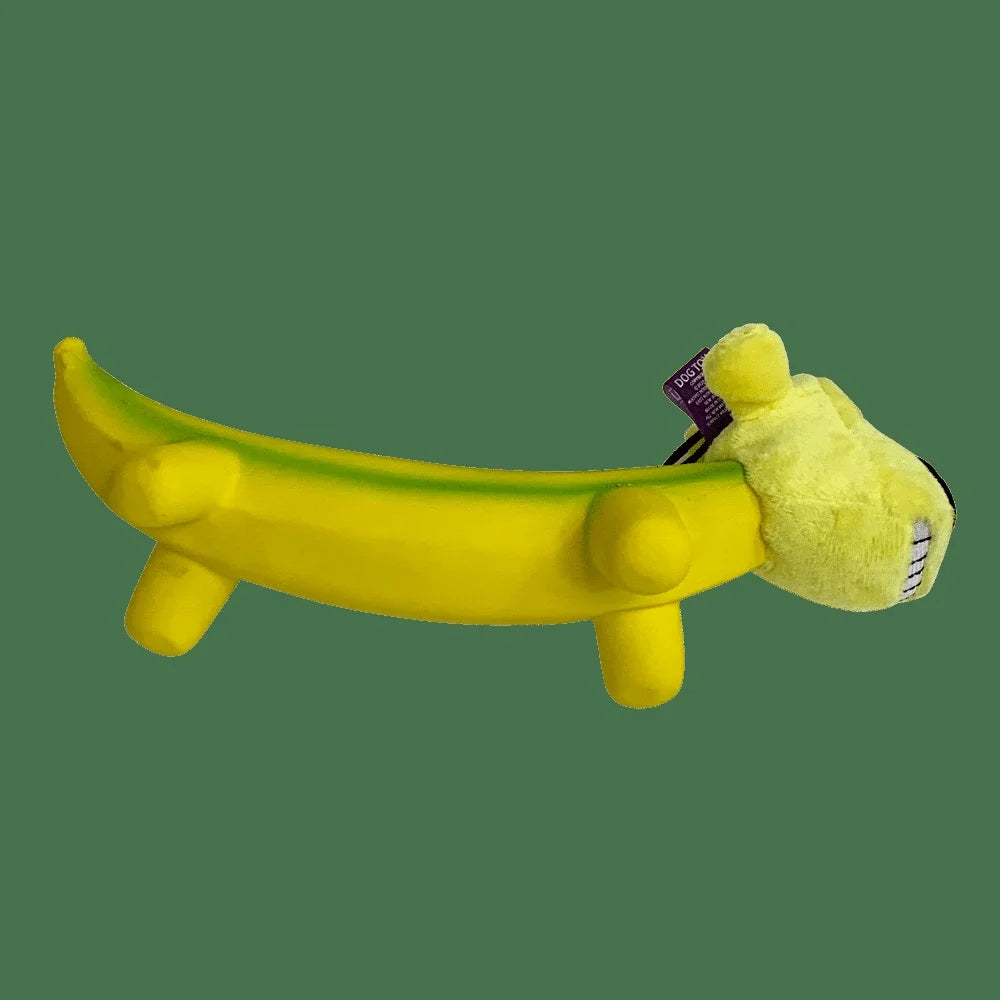 Durable Banana Shaped Plush Pet Soft Chewable Cuddle Toy