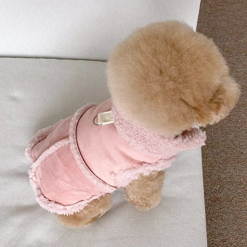 Classic Warm Velvet Small Medium-sized Pet Jacket Vest With Buckle