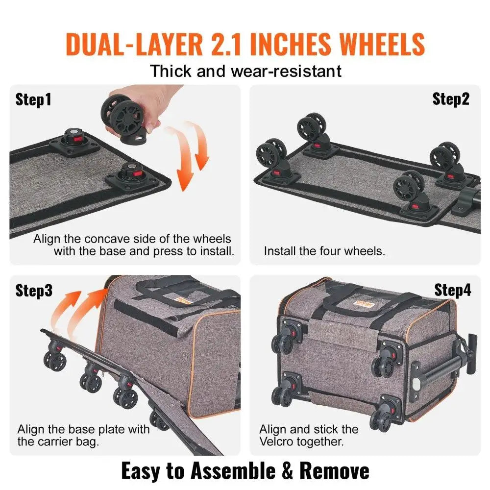 Rolling Cat Carrier with Wheels