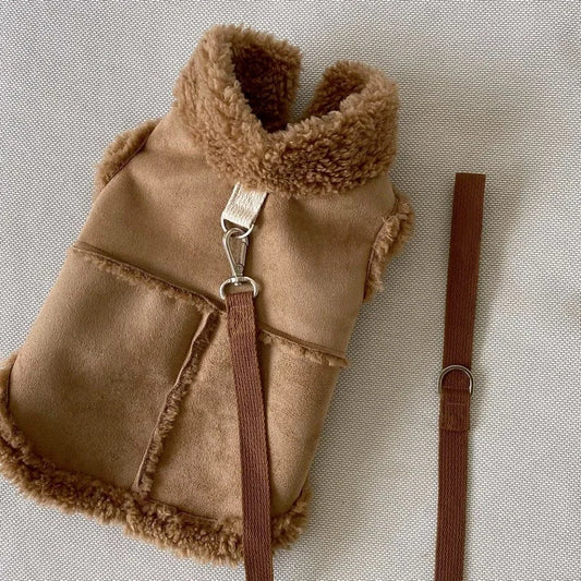 Classic Warm Velvet Small Medium-sized Pet Jacket Vest With Buckle