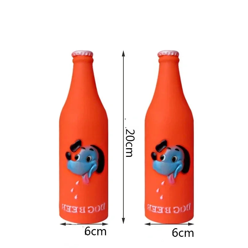 Pet Silicone Beer Bottle Brother Dog Pattern Squeaky Toy