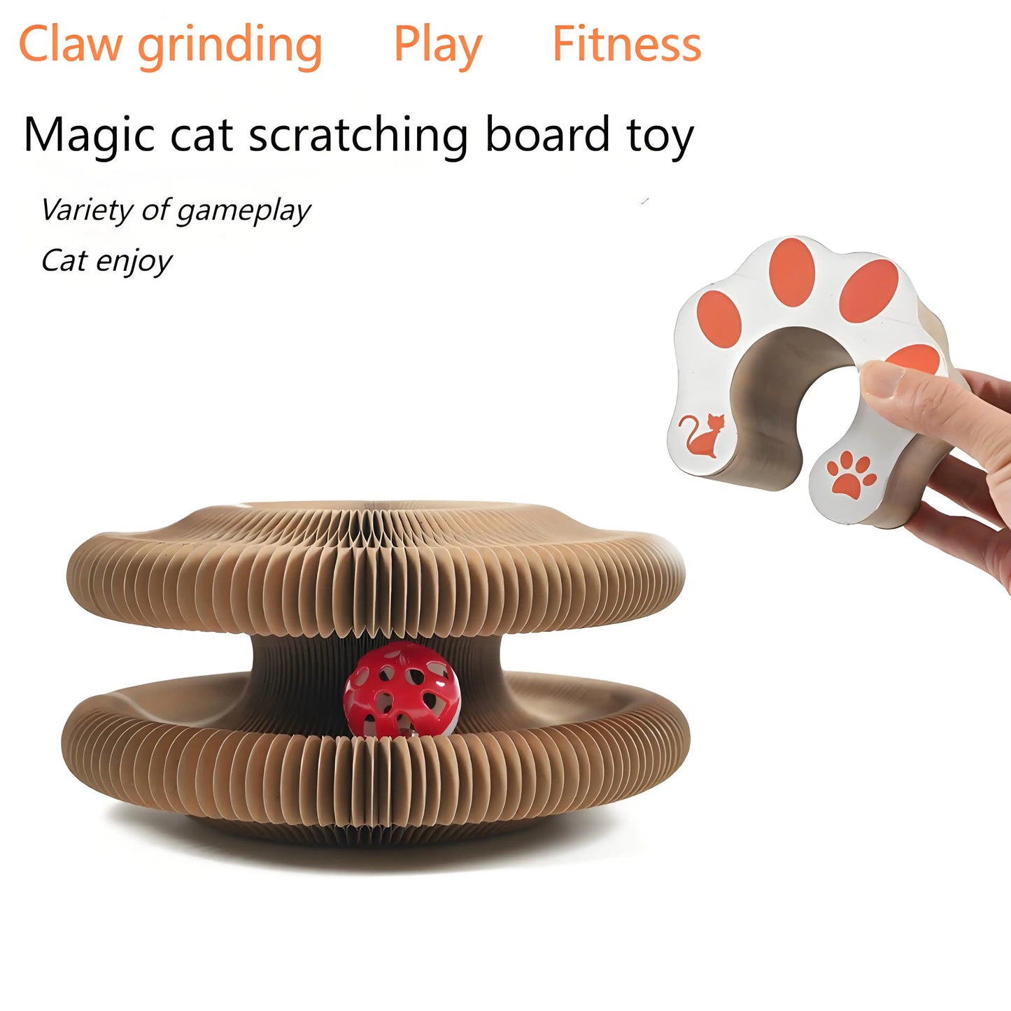 Cat Scratching Board with Bell Toy, Interactive Play & Stress Relief