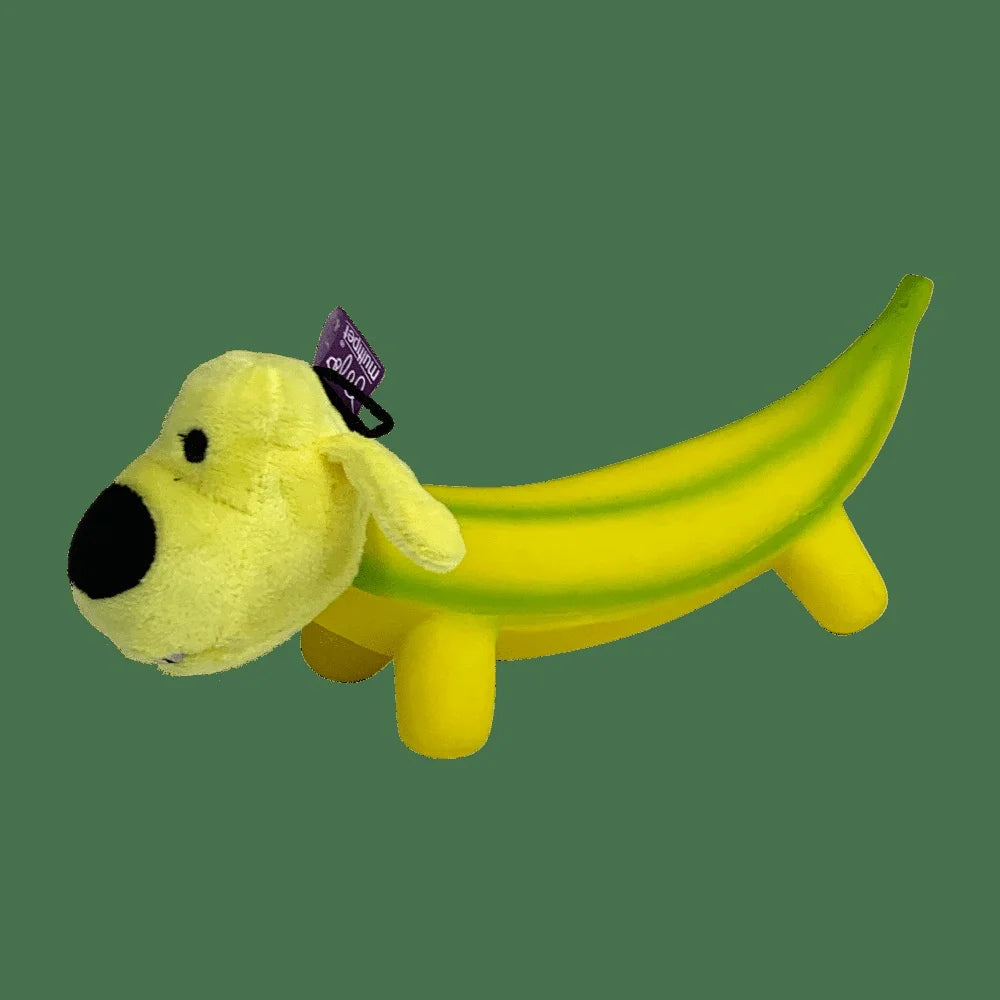 Durable Banana Shaped Plush Pet Soft Chewable Cuddle Toy