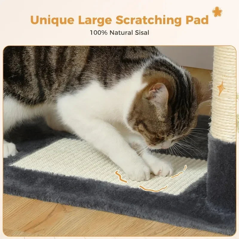 Large Cat Tree Tower Condo with Sisal-Covered Scratching Posts and Pads,
