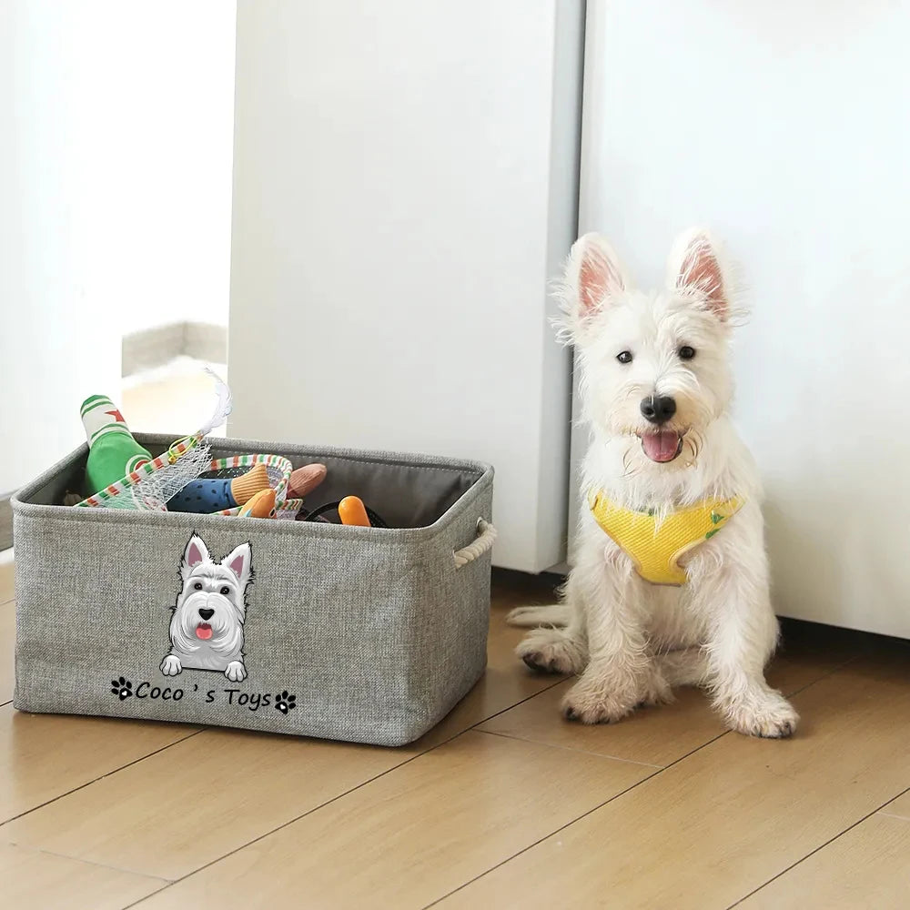Personalized Pet Image Name Pet Toy Storage Basket