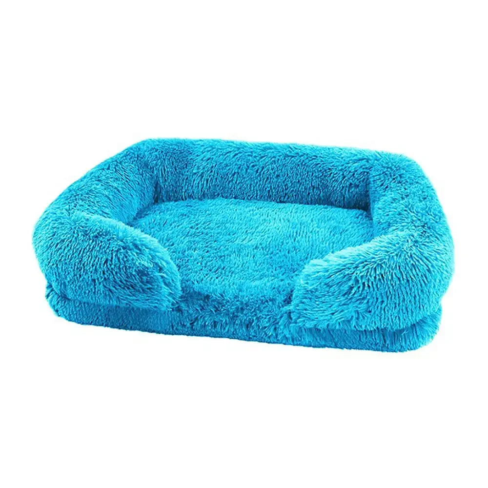 Cozy Plush Faux Fur Pet Square Bed Washable Memory Foam with Removal Cover