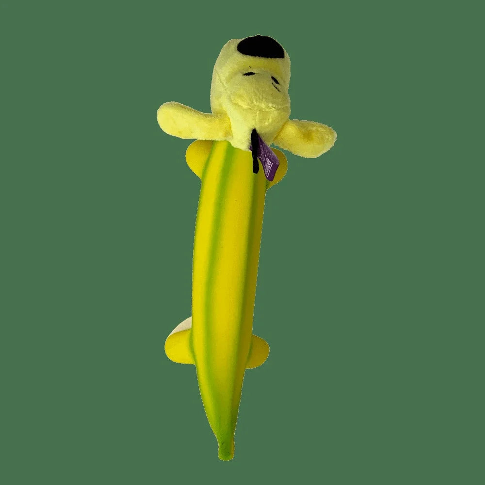 Durable Banana Shaped Plush Pet Soft Chewable Cuddle Toy