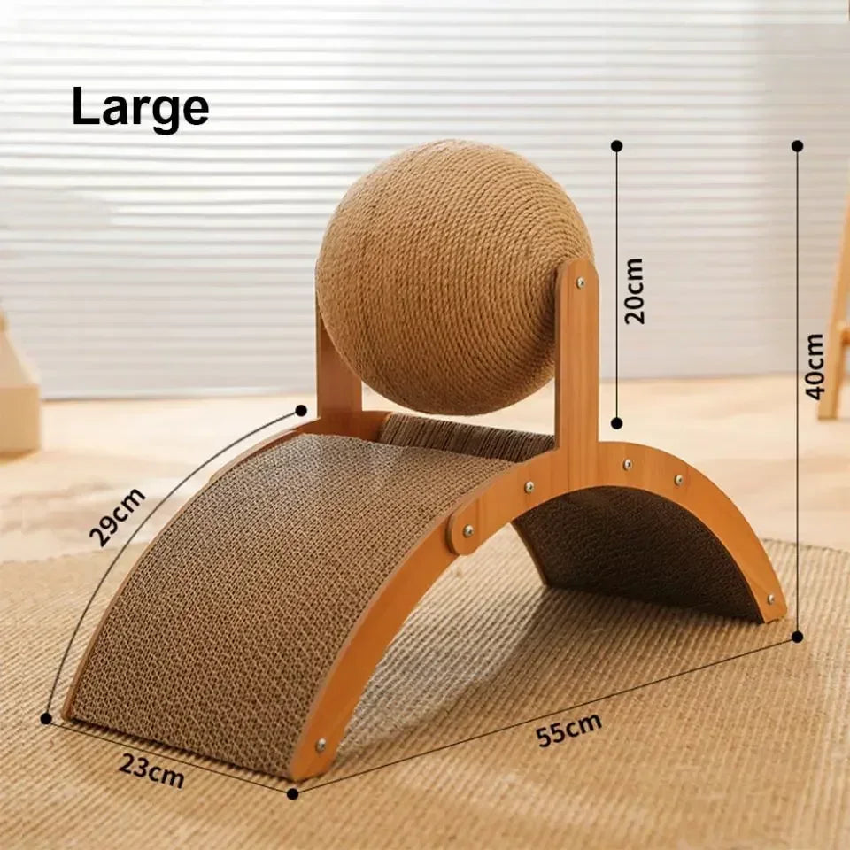 2 In 1 Cat Scratching Ball & Bridge Wooden Sisal Scratch Board Pad
