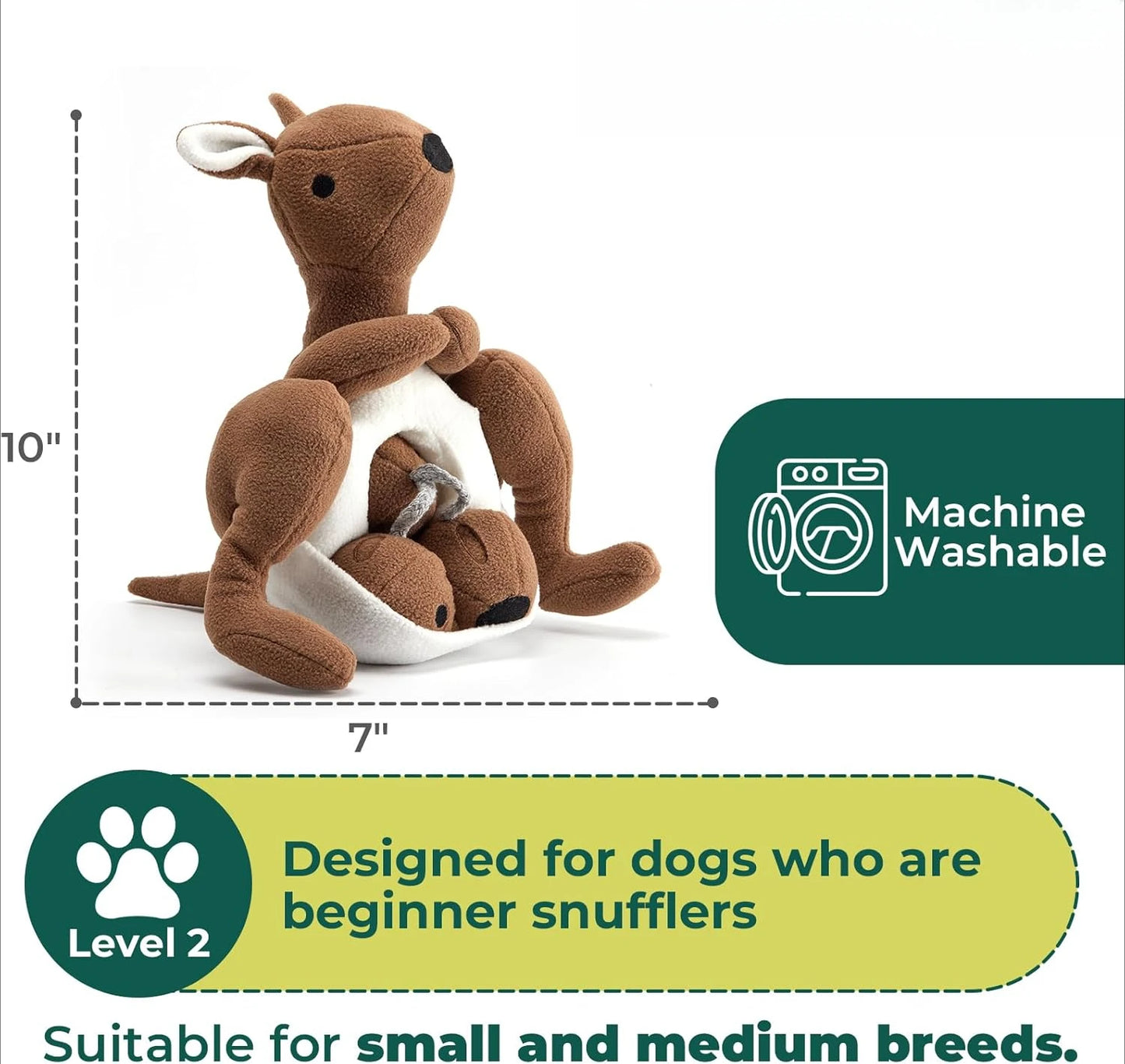 Interactive Pet Plush Kangaroo Squeak & Treat Pouch