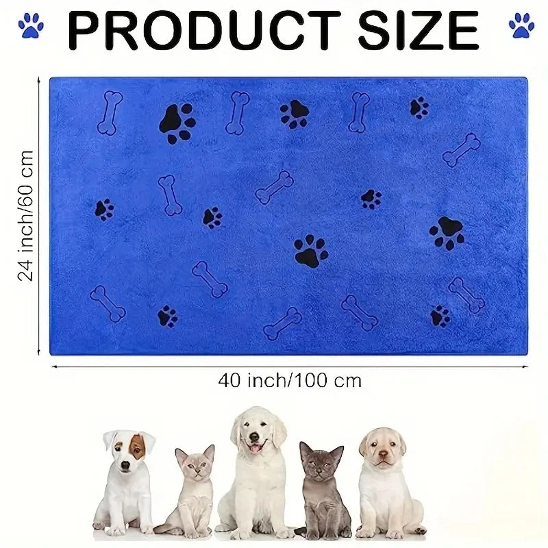 2pcs Soft Microfiber Pet Print Drying Pet Bath Towels