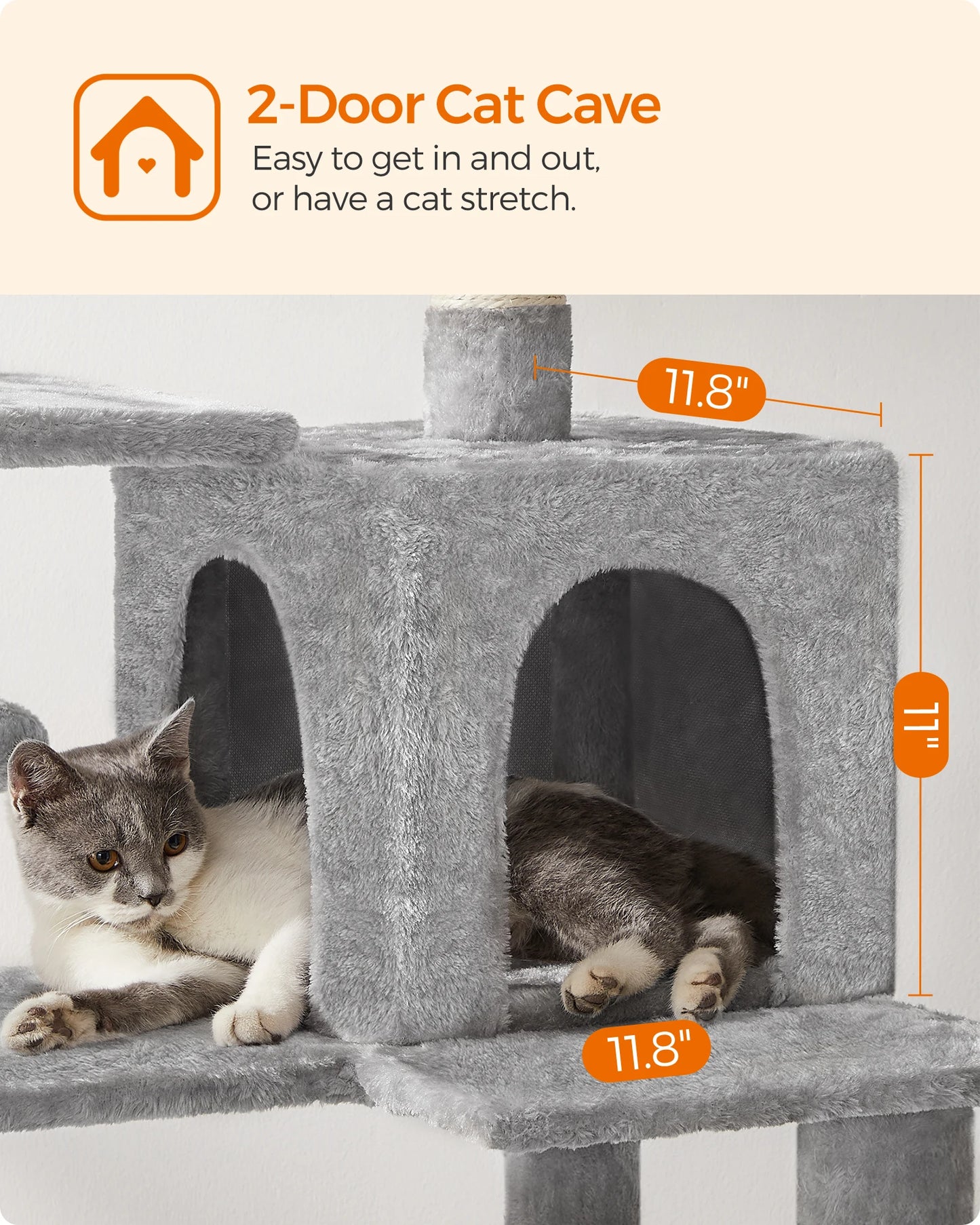 5 Level Cat Tower Condo with 4 Scratching Posts, 2 Perches, Hammock, Cave