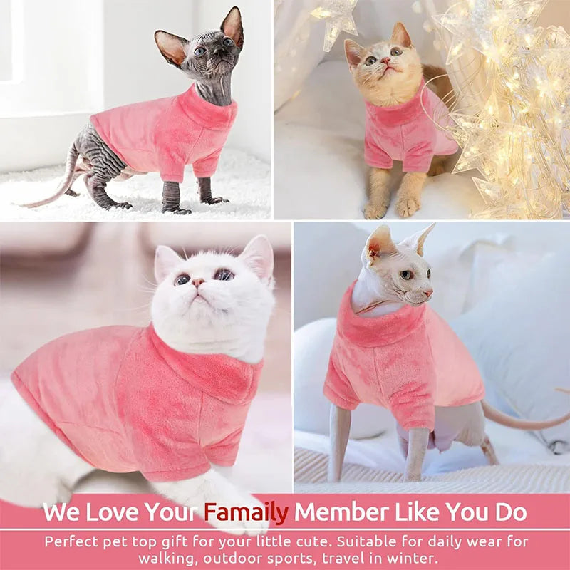 Sphynx Turtleneck Soft Pet Fluff Pullover Sweater Clothing