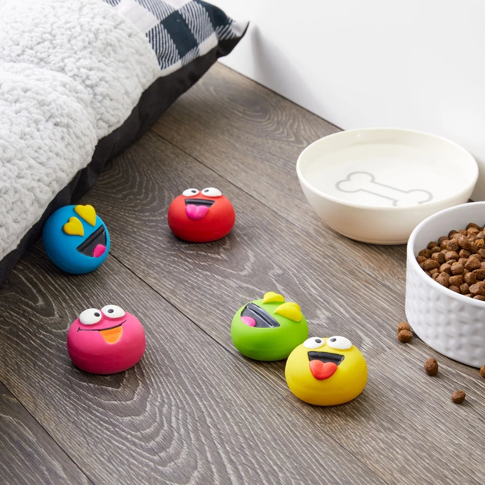 5 Pack Emoji Pet Squeaky Chewable Fetch Toy