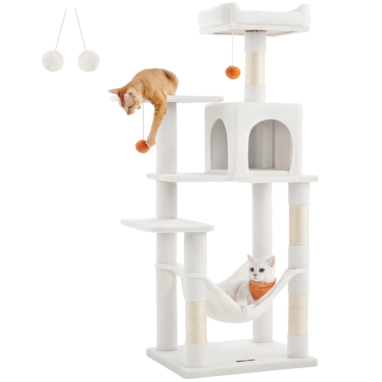 5 Level Cat Tower Condo with 4 Scratching Posts, 2 Perches, Hammock, Cave