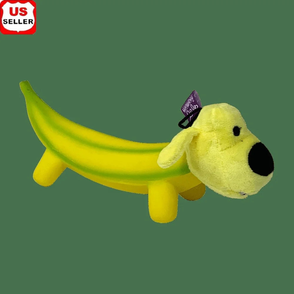Durable Banana Shaped Plush Pet Soft Chewable Cuddle Toy