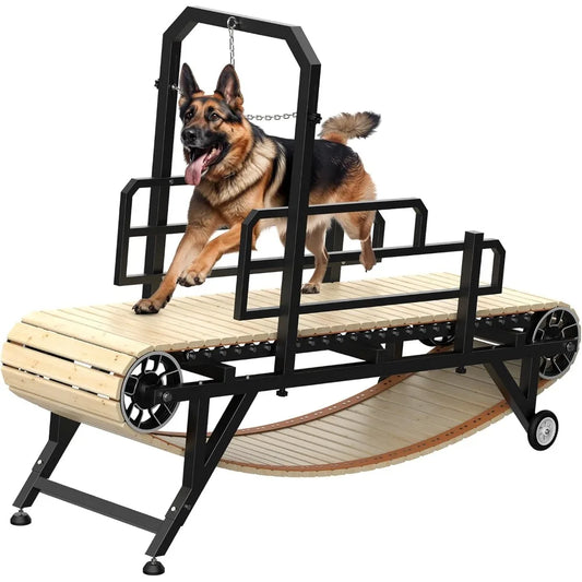 75" Large Dog Treadmill, 4 Level Adjustable Easy to Move Indoor