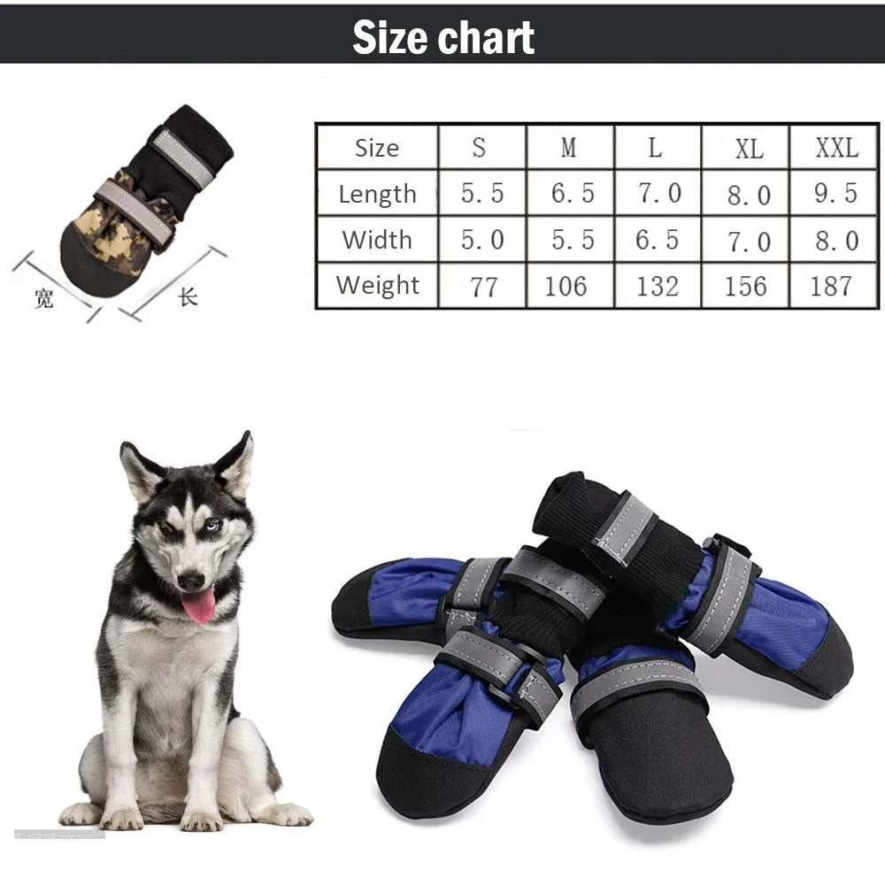 4pcs Outdoor Waterproof Pet Dog Paw Anti-Slip Boots/Shoes Protector