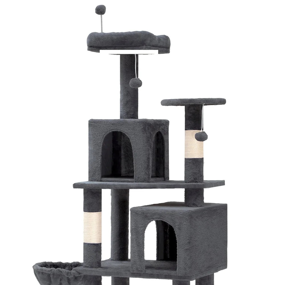 75 Inch Multi-Level Cat Tree House with Scratching Posts Plush Hammock Assembly