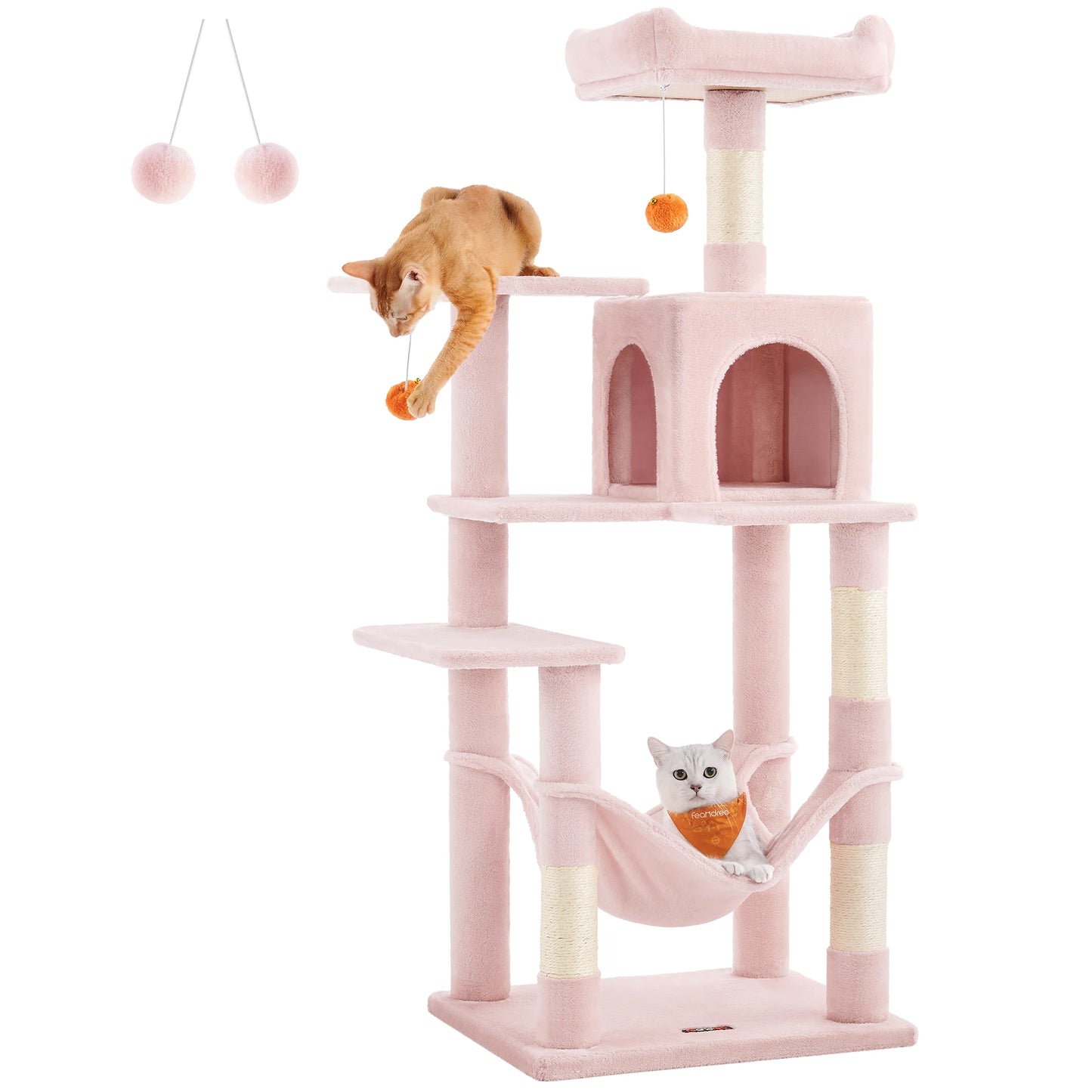 5 Level Cat Tower Condo with 4 Scratching Posts, 2 Perches, Hammock, Cave