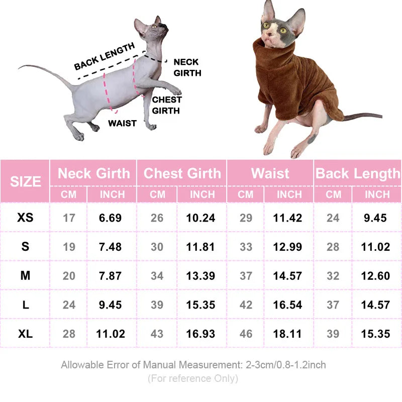 Sphynx Turtleneck Soft Pet Fluff Pullover Sweater Clothing