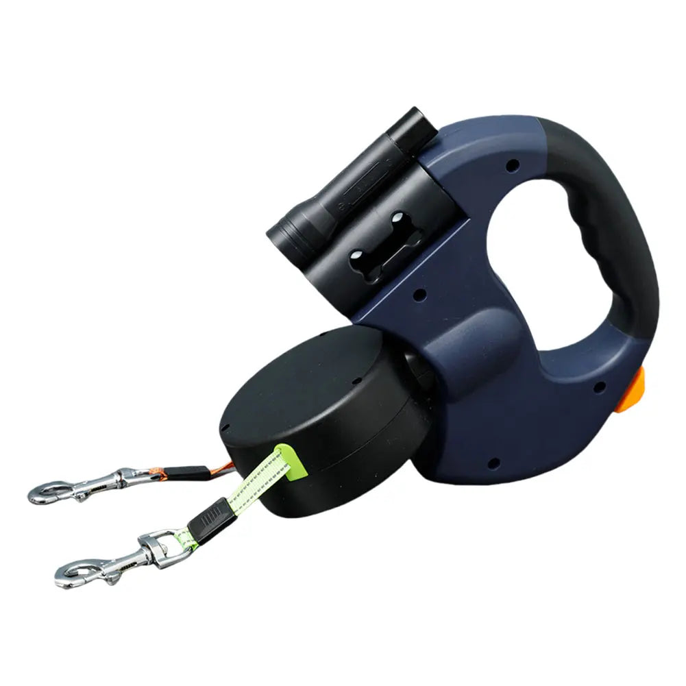Double Headed 360 Degree Swivel with LED Light Retractable Pet Leash