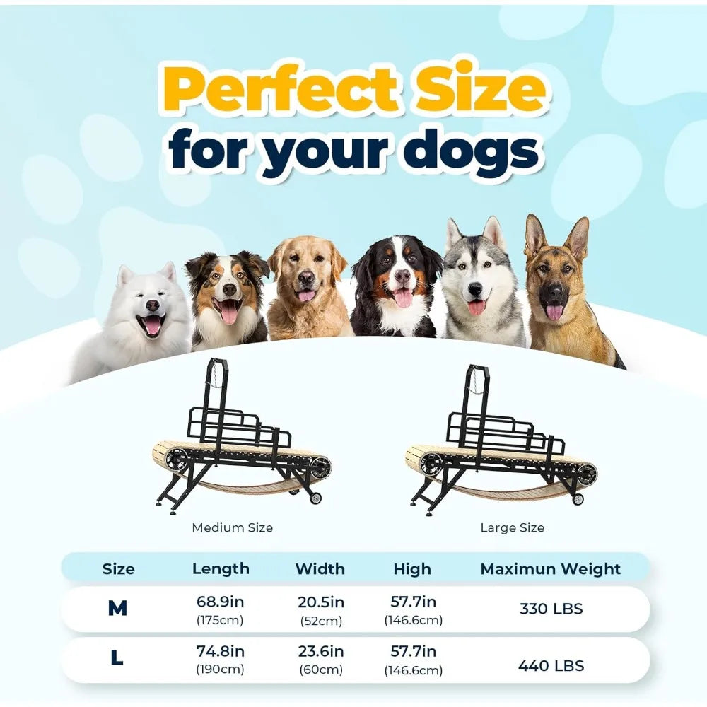 75" Large Dog Treadmill, 4 Level Adjustable Easy to Move Indoor