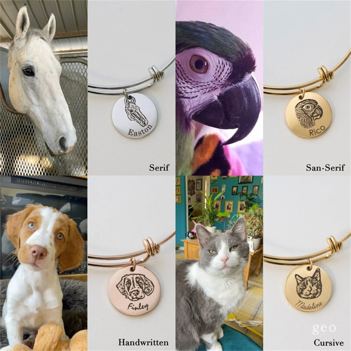 Personalized Pet Breed and name bracelet Charm